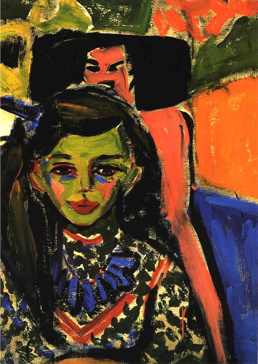 Fränzi vor geschnitztem Stuhl tekijältä Ernst Ludwig Kirchner