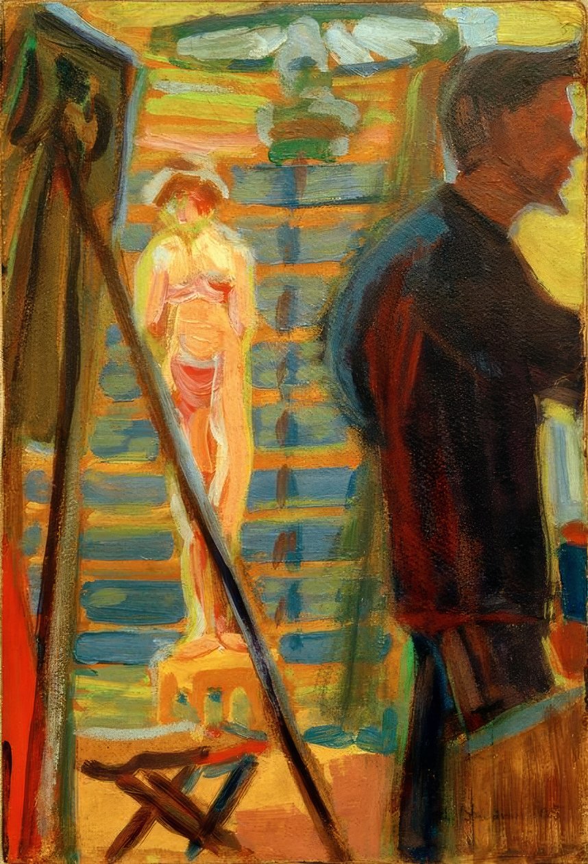 Heckel und Modell im Atelier tekijältä Ernst Ludwig Kirchner