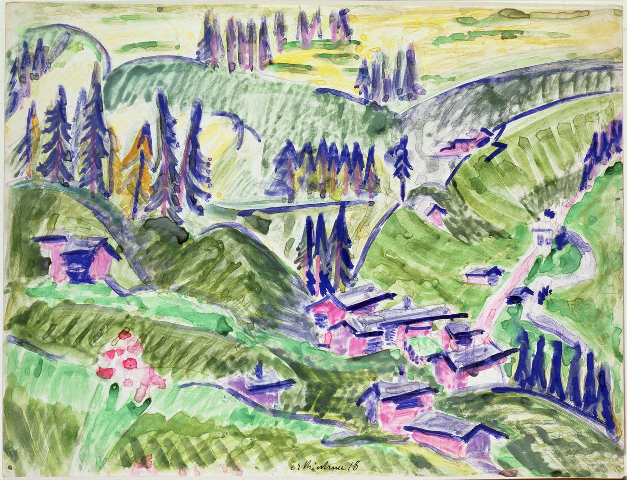 Maisema, 1918 tekijältä Ernst Ludwig Kirchner