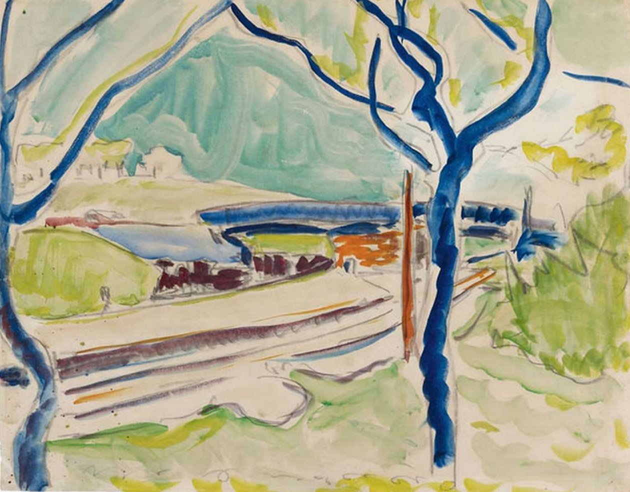 Maisema järvellä tekijältä Ernst Ludwig Kirchner