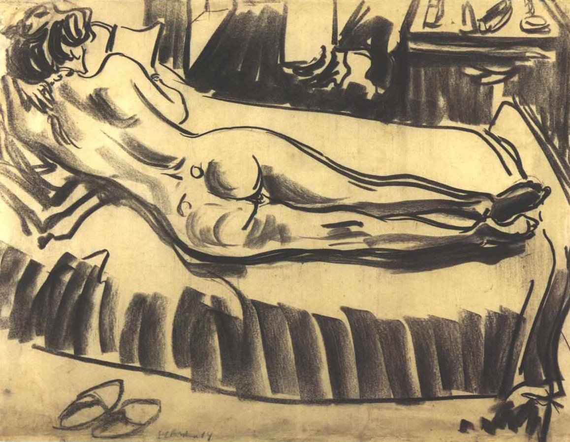 Liegender Akt auf Sohva tekijältä Ernst Ludwig Kirchner