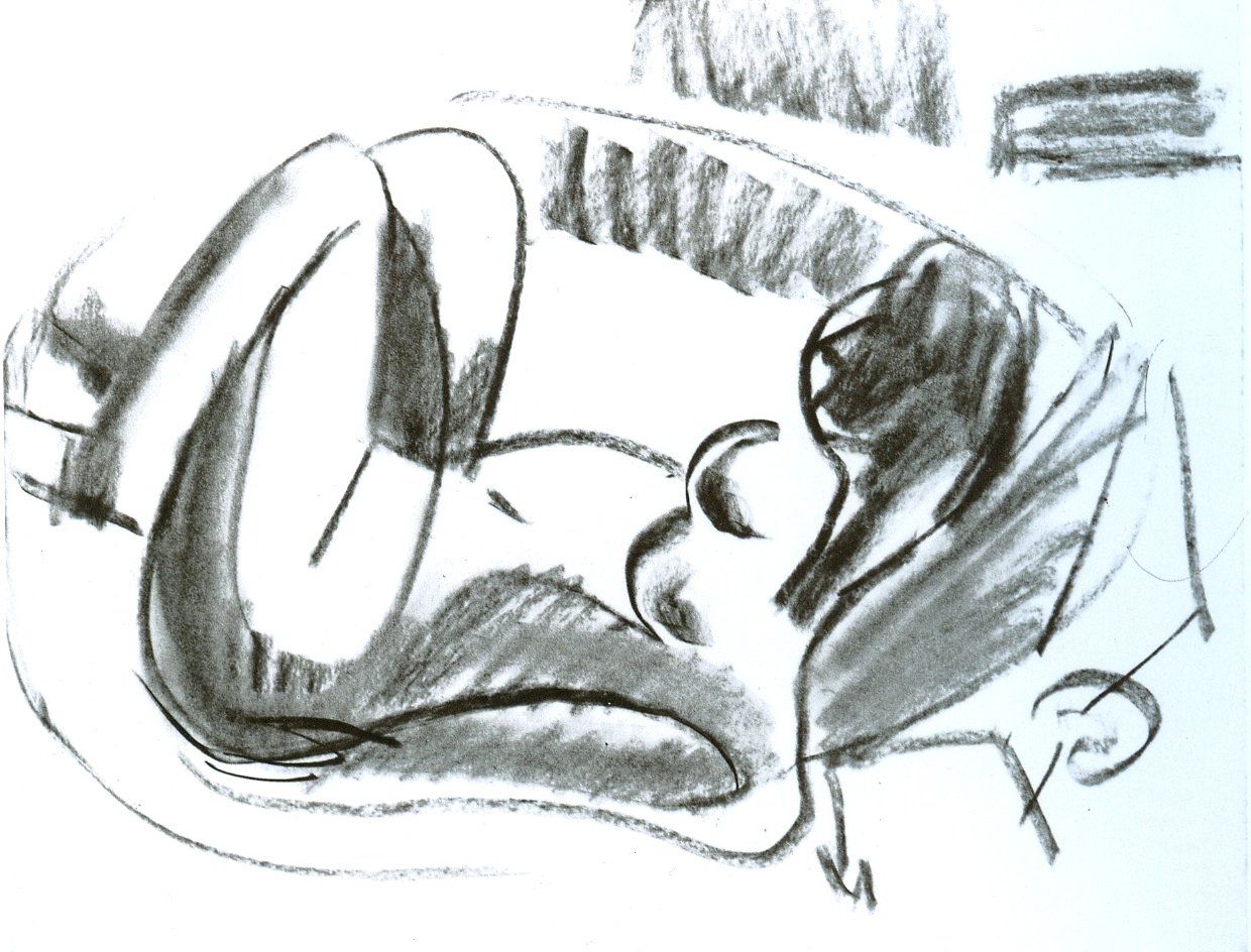 Liegender Akt im Tub mit angezogenen Beinen tekijältä Ernst Ludwig Kirchner