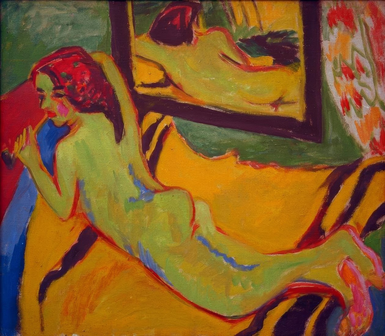 Liegender Akt vor Spiegel tekijältä Ernst Ludwig Kirchner