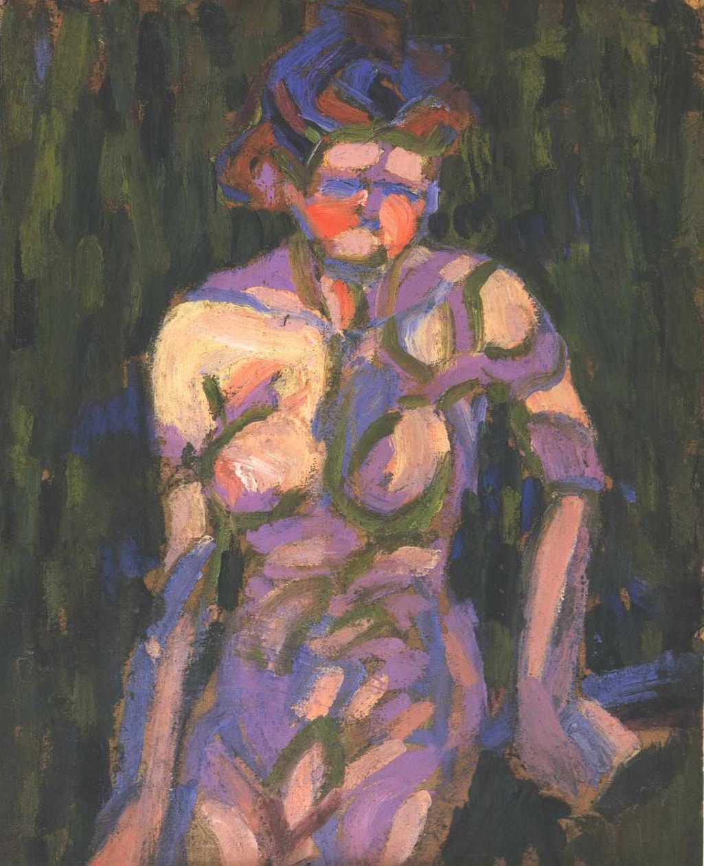 Nacktes Mädchen mit Zweigschatten tekijältä Ernst Ludwig Kirchner