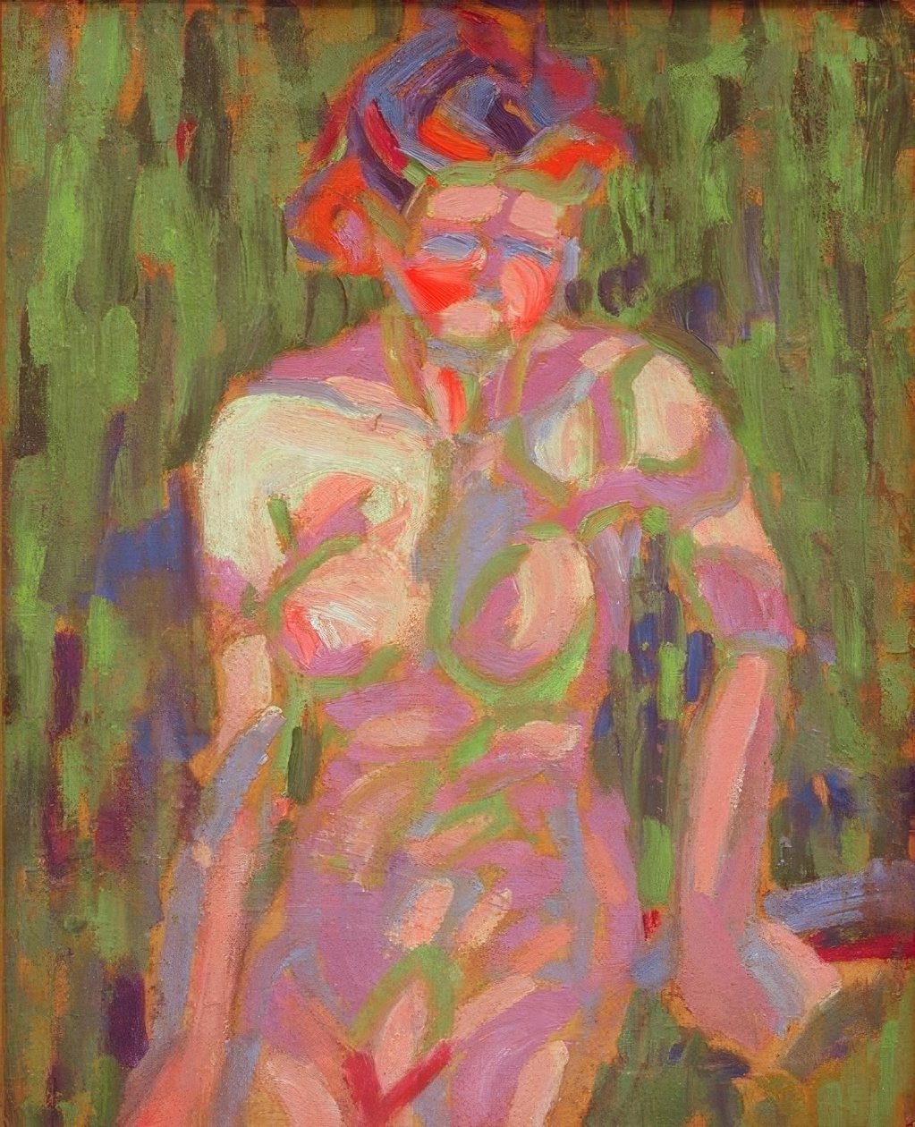 Nacktes Mädchen mit Zweigschatten tekijältä Ernst Ludwig Kirchner