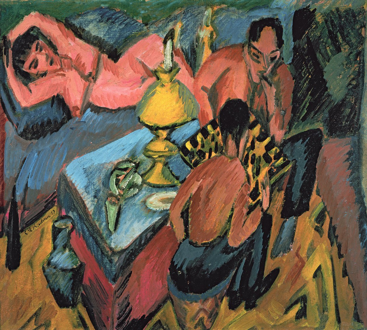 Otto Muller (1874-1930) Shakkipeli, 1913 tekijältä Ernst Ludwig Kirchner