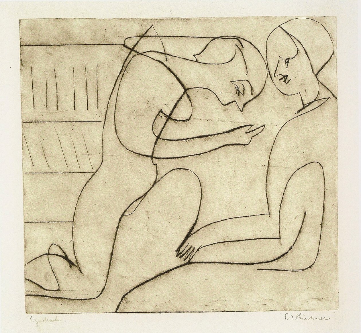 Paar in der Bibliothek tekijältä Ernst Ludwig Kirchner