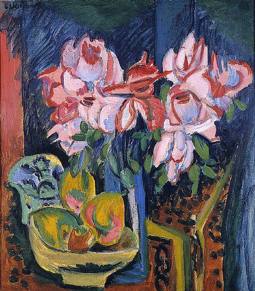 Vaaleanpunaiset ruusut tekijältä Ernst Ludwig Kirchner
