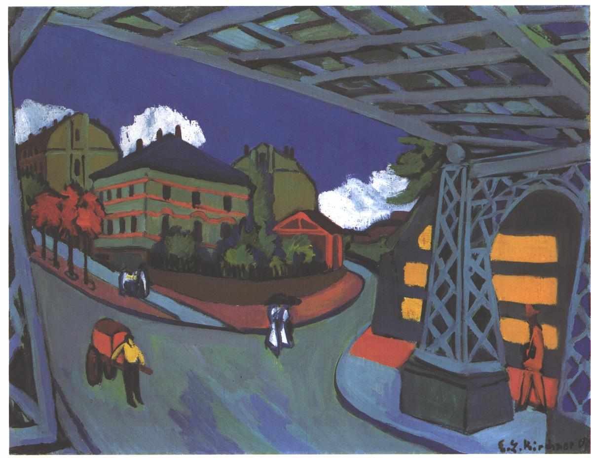 Rautatien alikulkutie Dresdenissä tekijältä Ernst Ludwig Kirchner