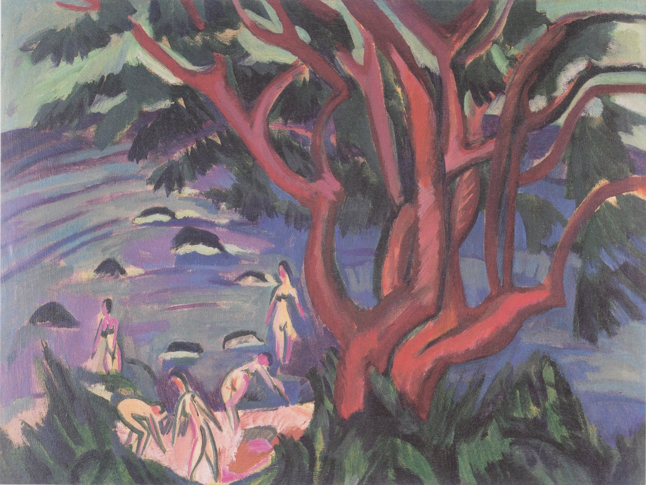 Punainen puu rannalla tekijältä Ernst Ludwig Kirchner