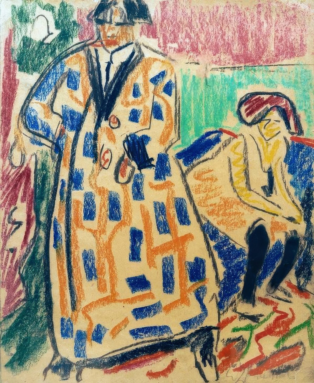 Selbstbildnis mit Modell tekijältä Ernst Ludwig Kirchner
