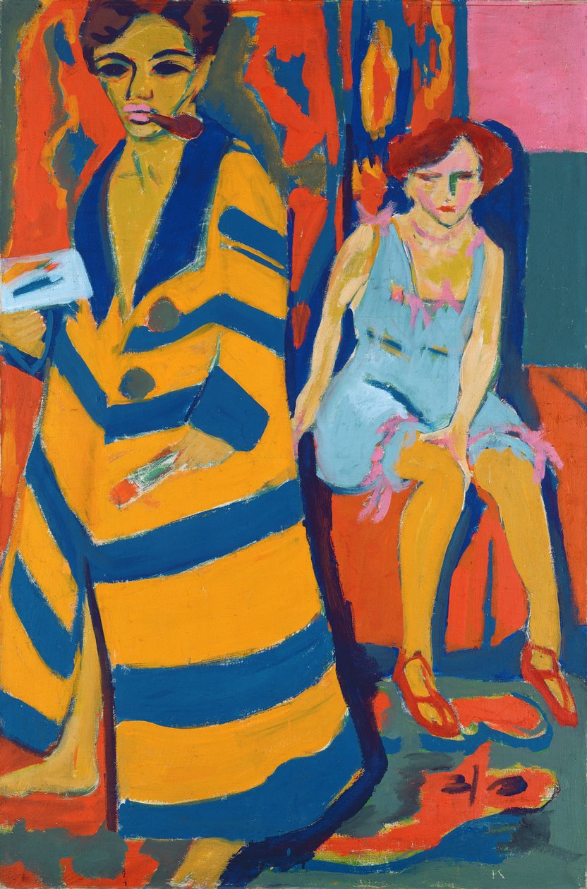 Omakuva mallin kanssa, 1907 tekijältä Ernst Ludwig Kirchner