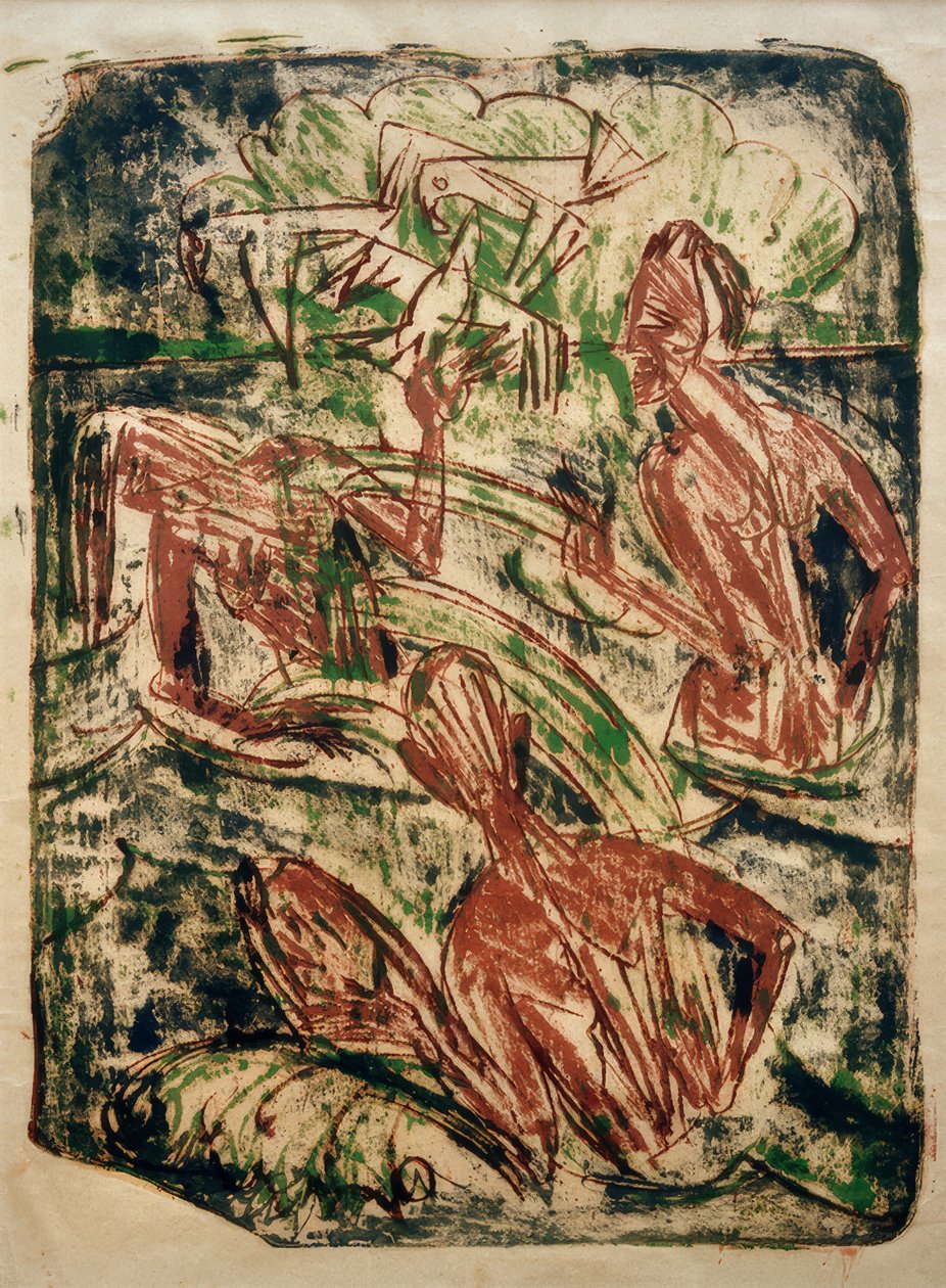 Spritzende Badende tekijältä Ernst Ludwig Kirchner