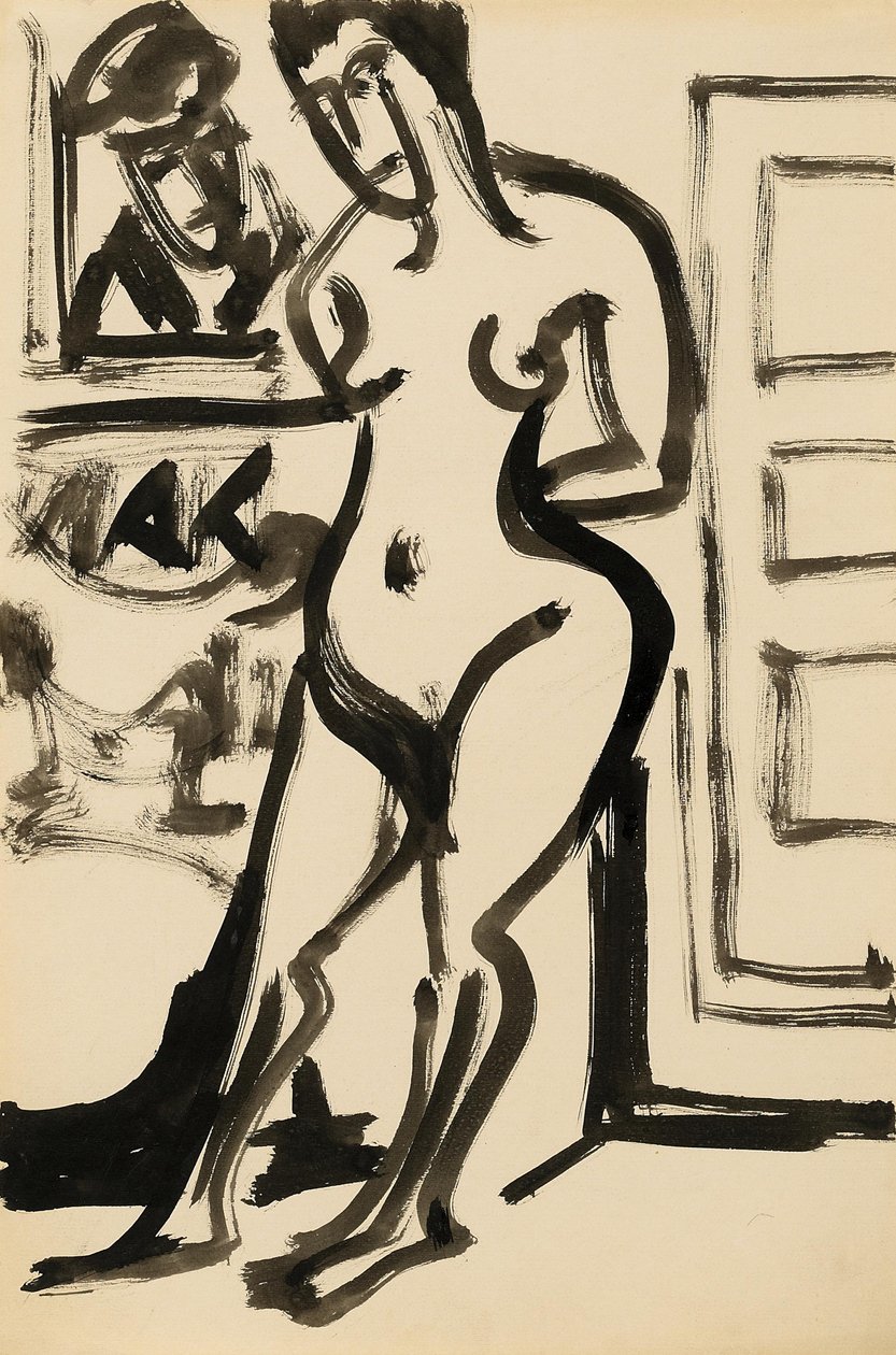 Stehender Akt tai Bild im Atelier tekijältä Ernst Ludwig Kirchner