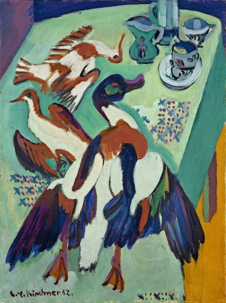 Stilleben mit Ente und Schnepfen tekijältä Ernst Ludwig Kirchner