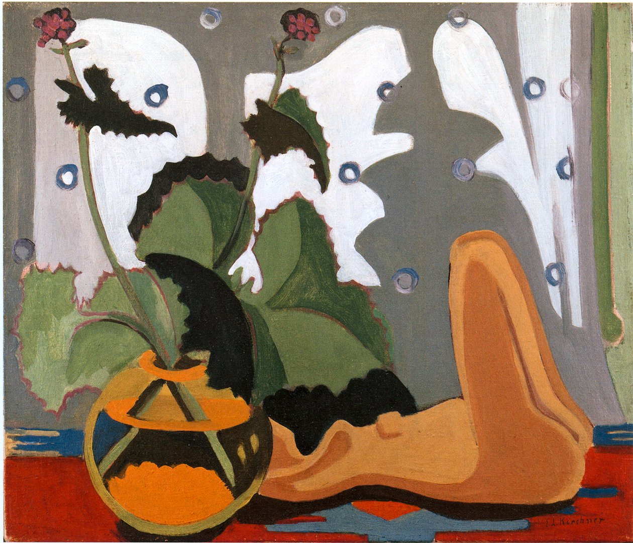 Stillleben mit Plastik vor dem Fenster tekijältä Ernst Ludwig Kirchner