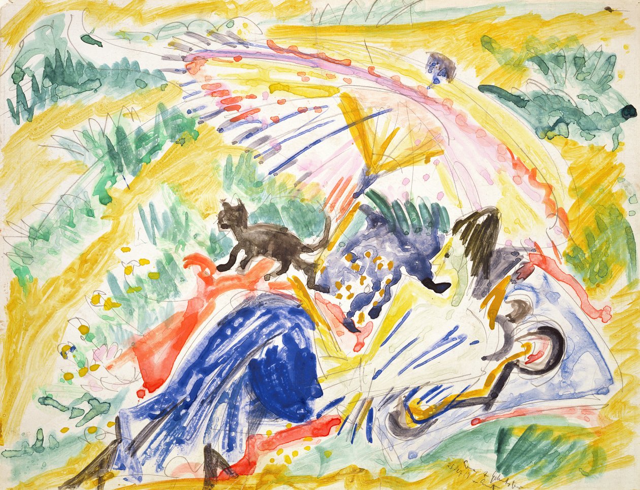 Auringonotto, 1919 (wc kynällä paperilla) tekijältä Ernst Ludwig Kirchner