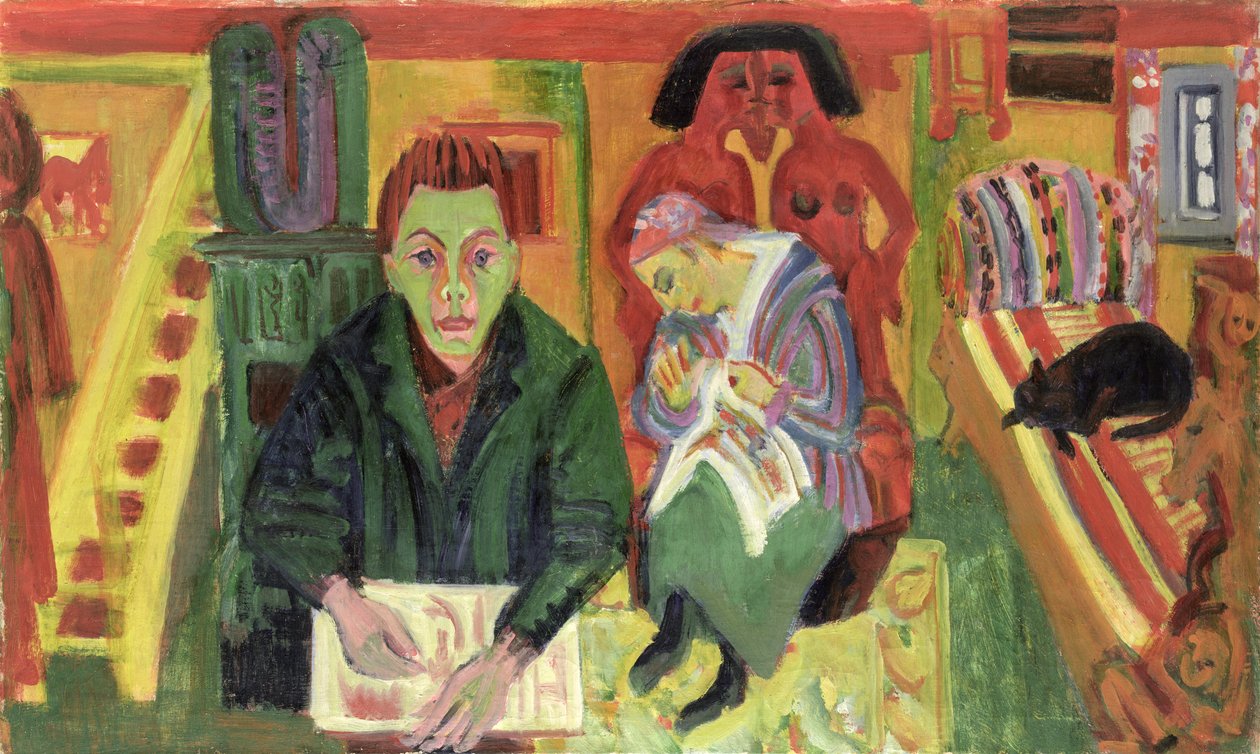 Olohuone, 1920 tekijältä Ernst Ludwig Kirchner