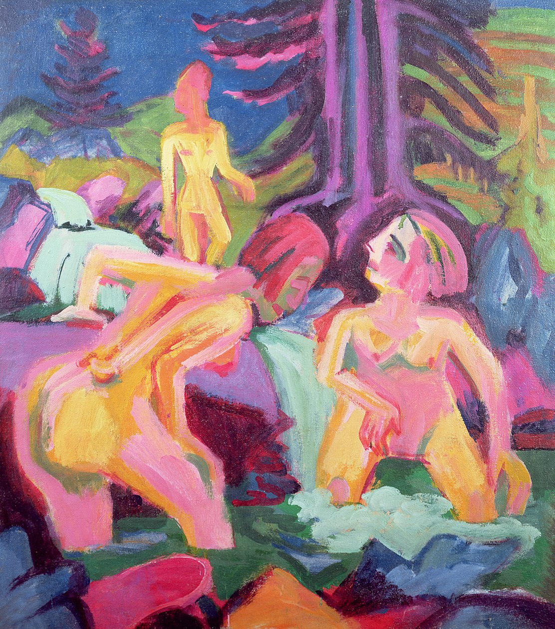 Kolme uimaria virrassa tekijältä Ernst Ludwig Kirchner