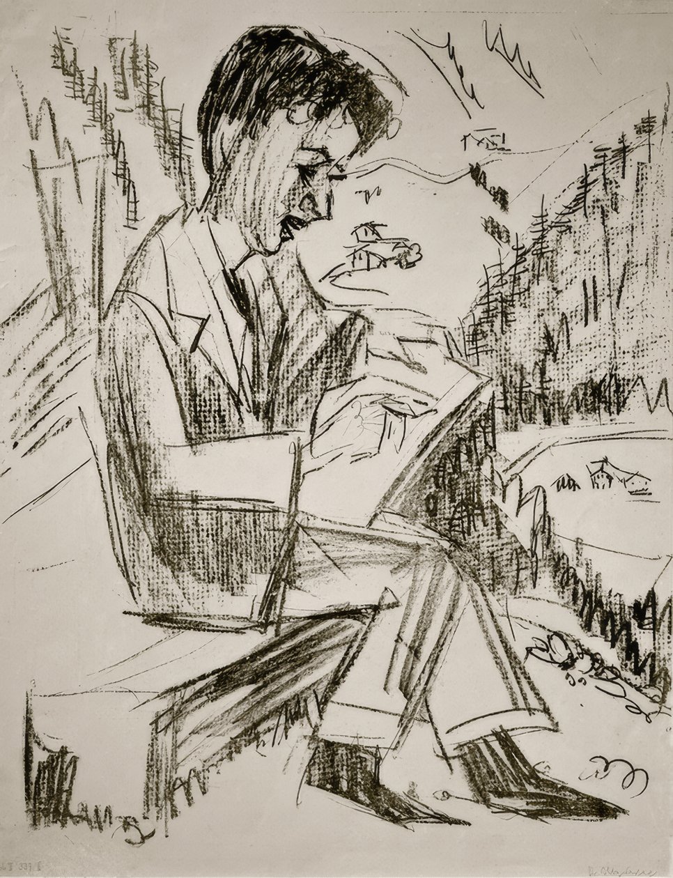 Zeichnender Junger Mann tekijältä Ernst Ludwig Kirchner