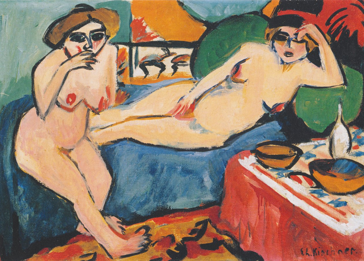 Zwei Akte auf blauem Sohva tekijältä Ernst Ludwig Kirchner