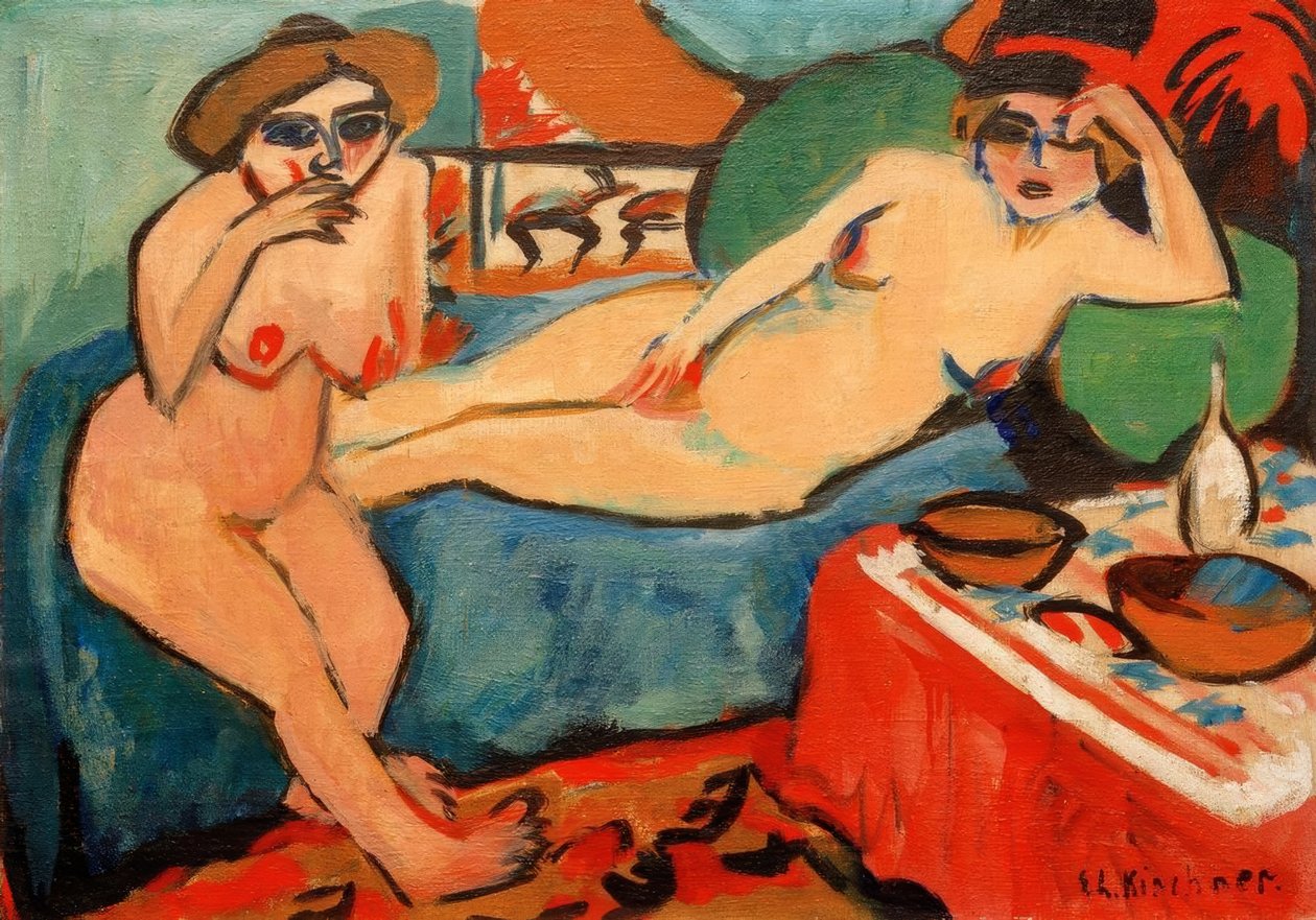 Zwei Akte auf blauem sohva tekijältä Ernst Ludwig Kirchner