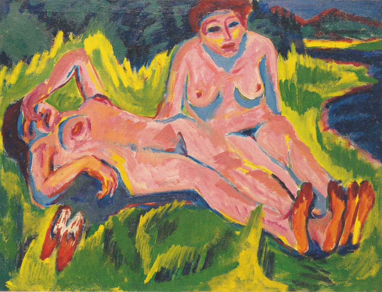 Zwei rosa Akte am See tekijältä Ernst Ludwig Kirchner