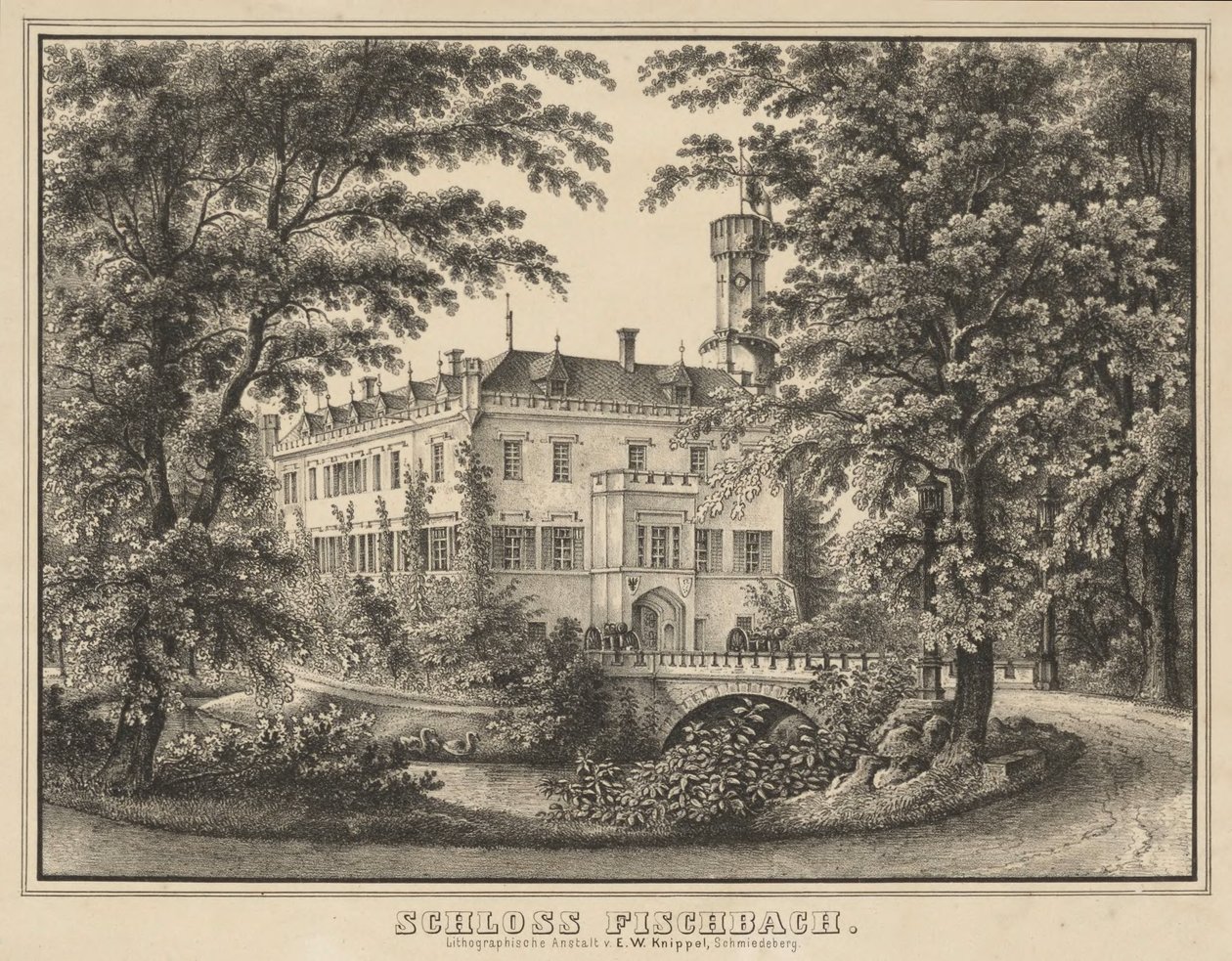 Schloss Fischbach, 183 x 250 mm tekijältä Ernst Wilhelm Knippel