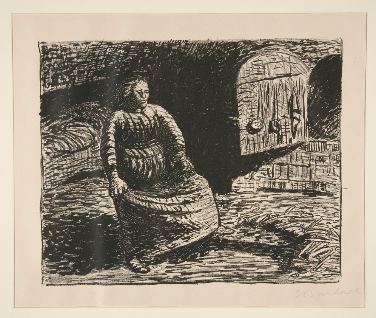 Nainen tulisijalla tekijältä Ernst Barlach