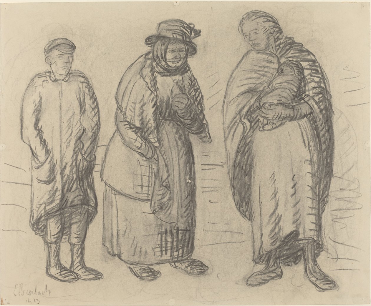 Kolme hahmoa, 1913. tekijältä Ernst Barlach