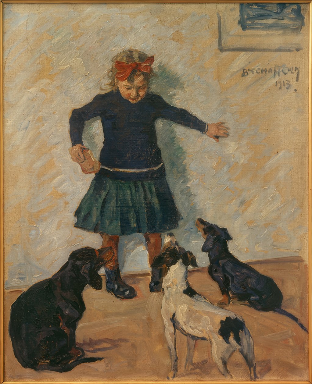 Tyttö koirien kanssa tekijältä Ernst Bischoff Culm