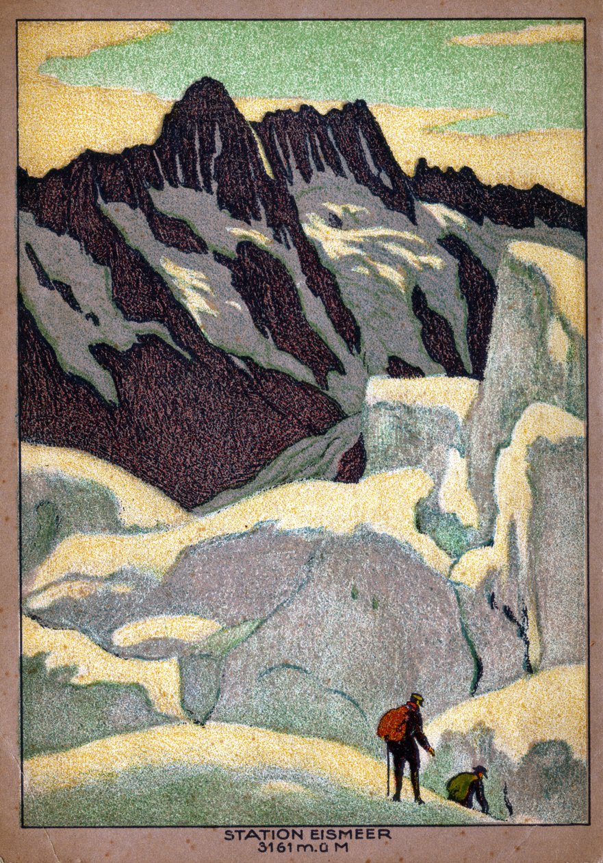 Grindelwaldin jäätikkö (kuvitus, n. 1920-1930) tekijältä Ernst Emil Schlatter