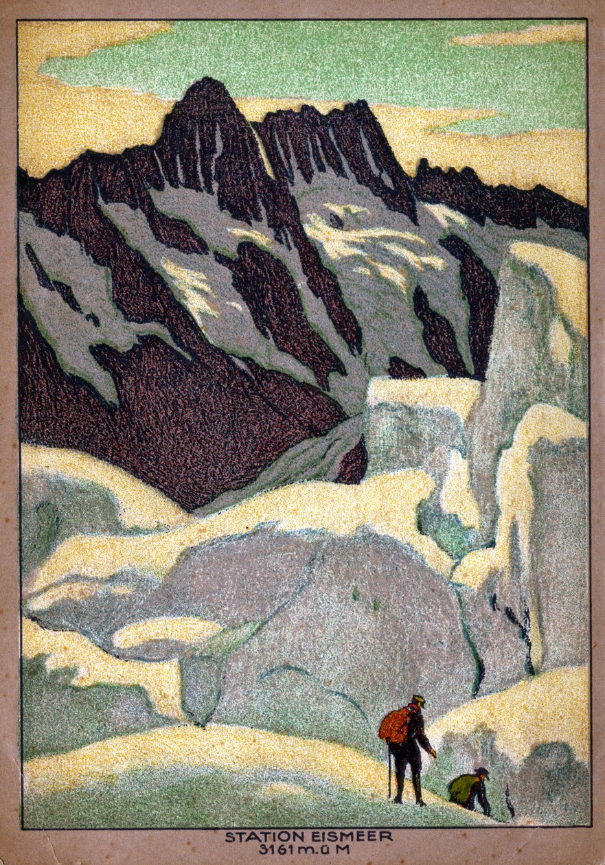 Grindelwaldin jäätikkö (Ischmeer) Sveitsin Alpeilla. noin 1920-30 (kuva). tekijältä Ernst Emil Schlatter