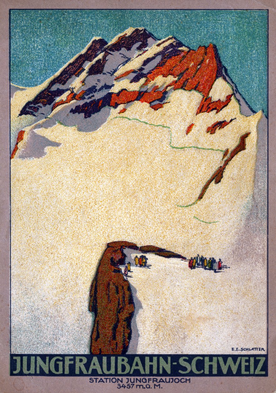 Jungfraujoch (kuvitus, noin 1920-1930). tekijältä Ernst Emil Schlatter