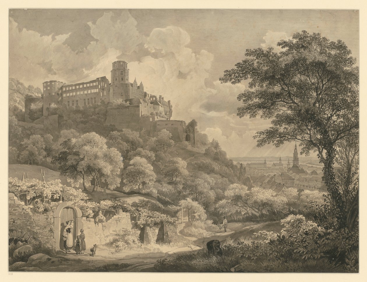 Heidelberg. Näkymä linnalle tekijältä Ernst Fries