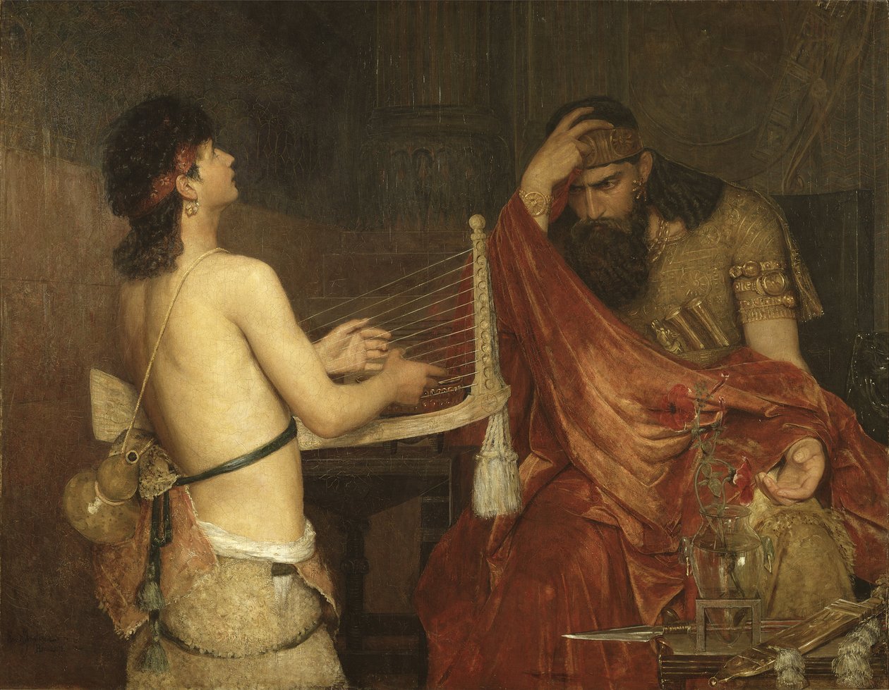 David ja Saul - David ja Saul, kirjoittanut Josephson, Ernst (1851-1906). Öljy kankaalle tekijältä Ernst Josephson