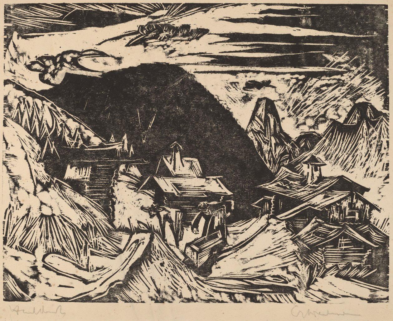 Alppien laidunmaa, 1918. tekijältä Ernst Ludwig Kirchner
