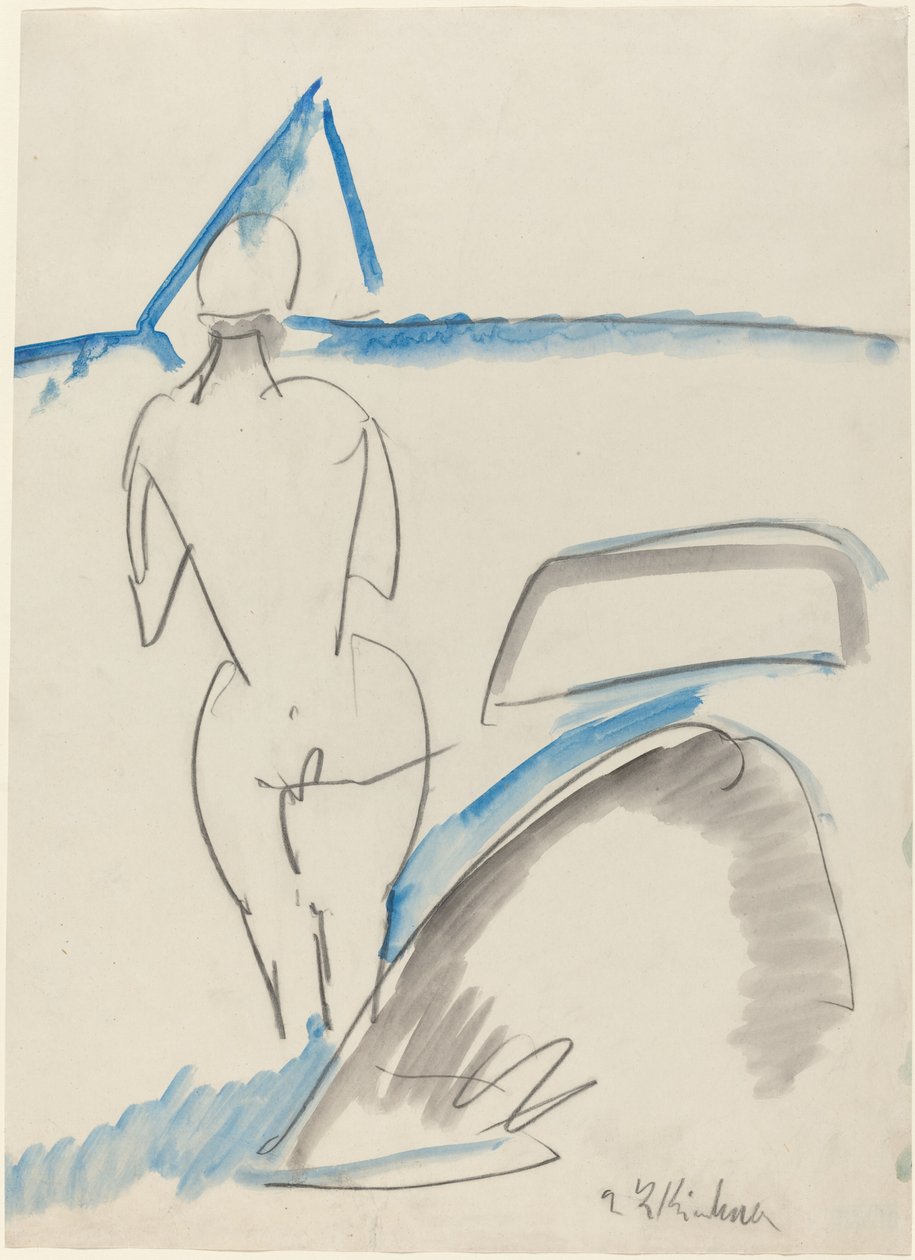 Uimaranta rannalla, 19121913. tekijältä Ernst Ludwig Kirchner