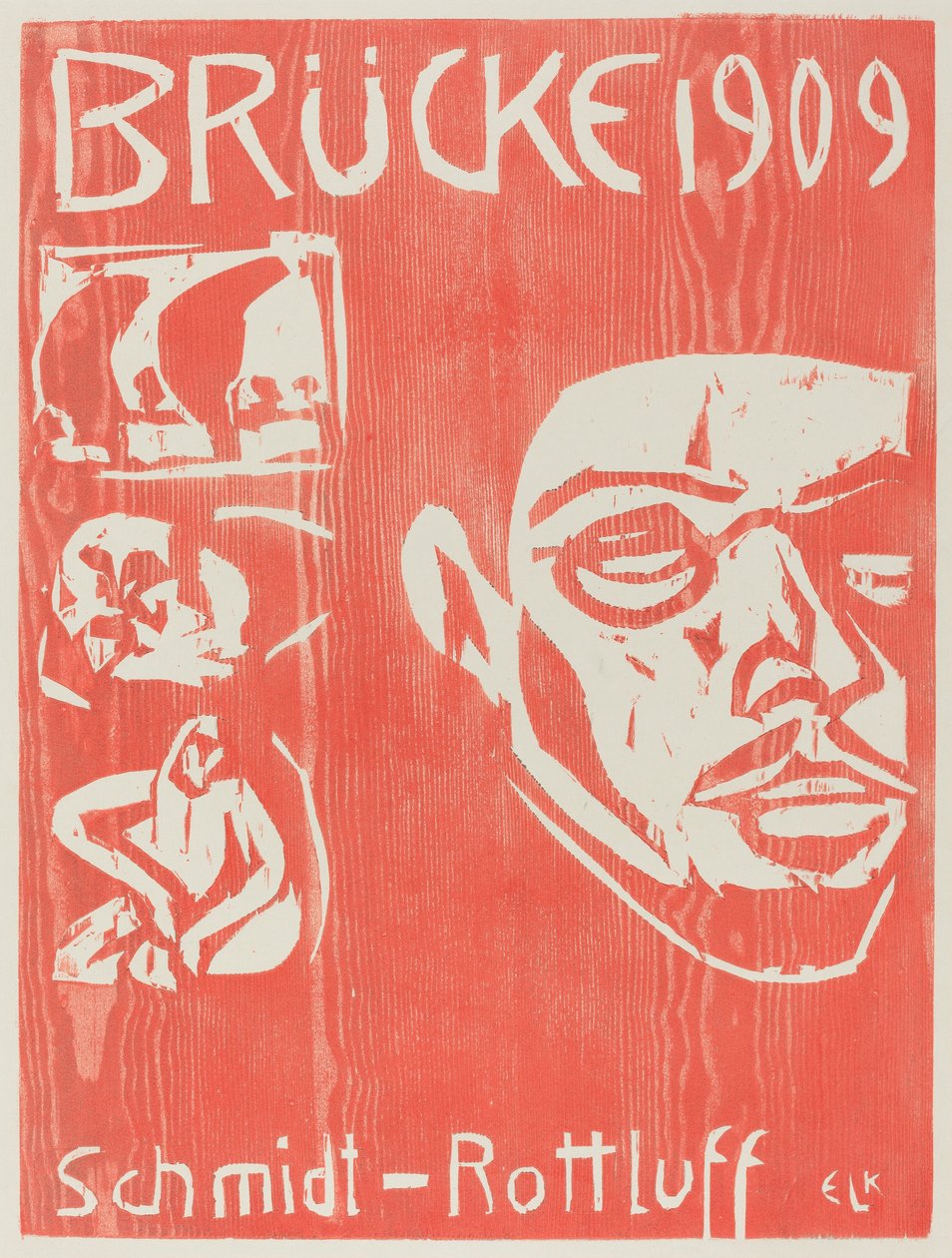 Brucken taiteilijaryhmän neljännen vuosikirjan kansi, 1909. tekijältä Ernst Ludwig Kirchner