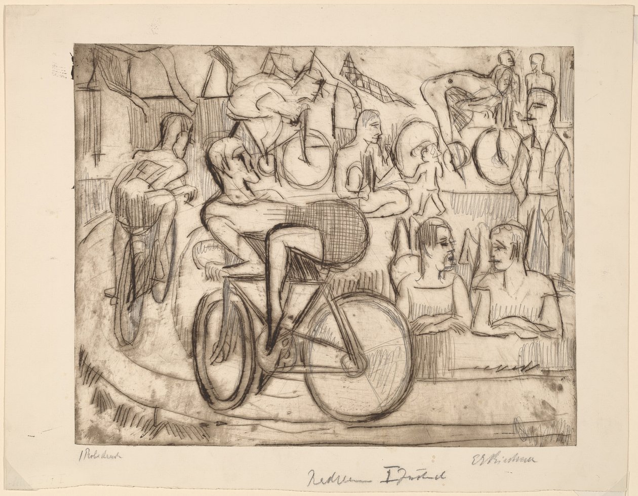 Pyöräily, 1926. tekijältä Ernst Ludwig Kirchner