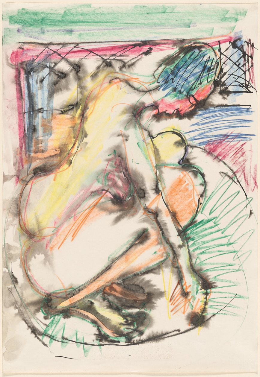 Erna kylpee kylpyammeessa, 19131914. tekijältä Ernst Ludwig Kirchner