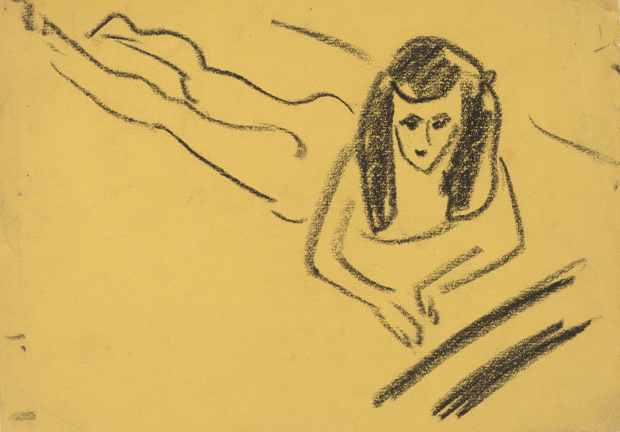Fränzi makuuasennossa, 1910. tekijältä Ernst Ludwig Kirchner