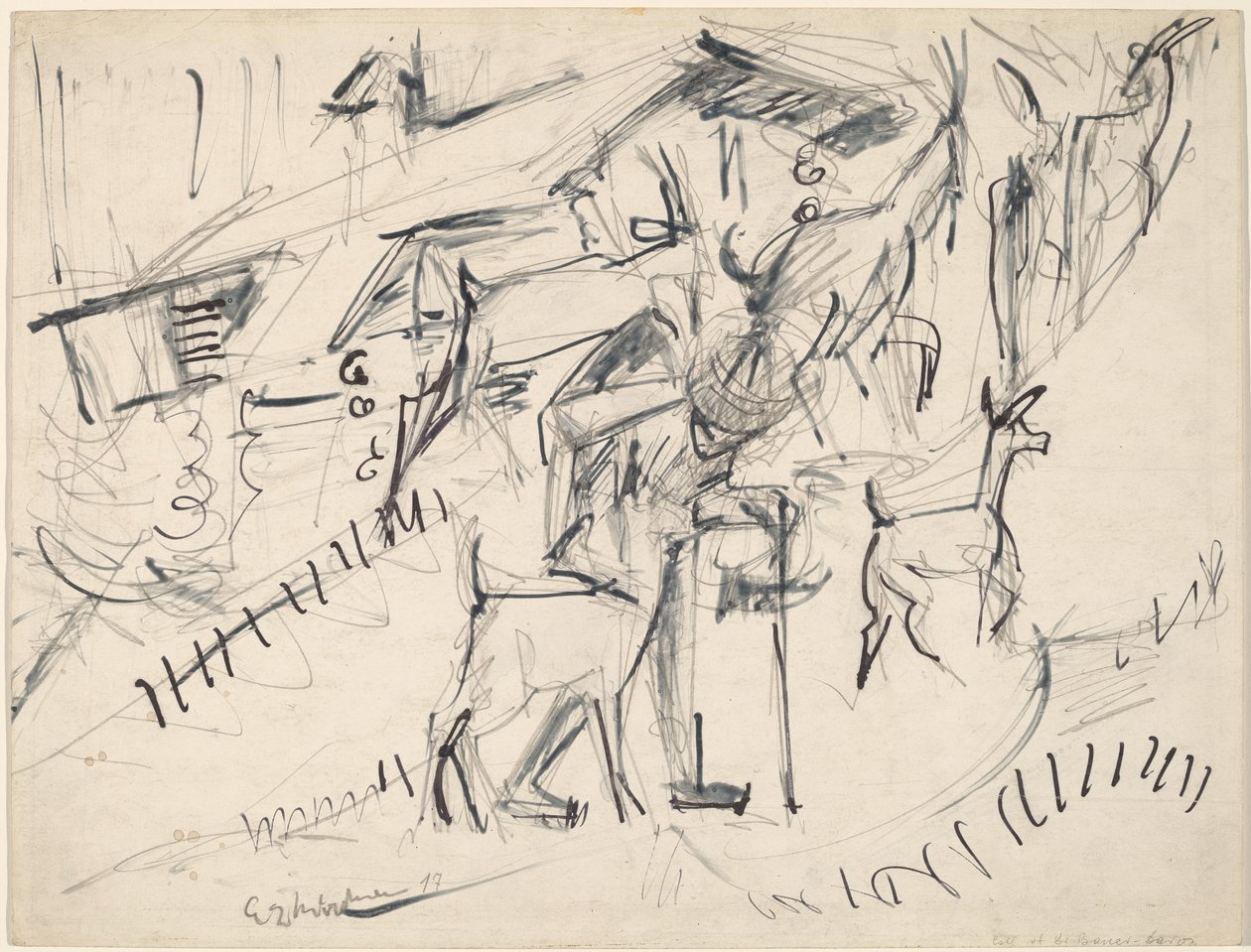 Vuohipaimen vuohien kanssa, 1917. tekijältä Ernst Ludwig Kirchner