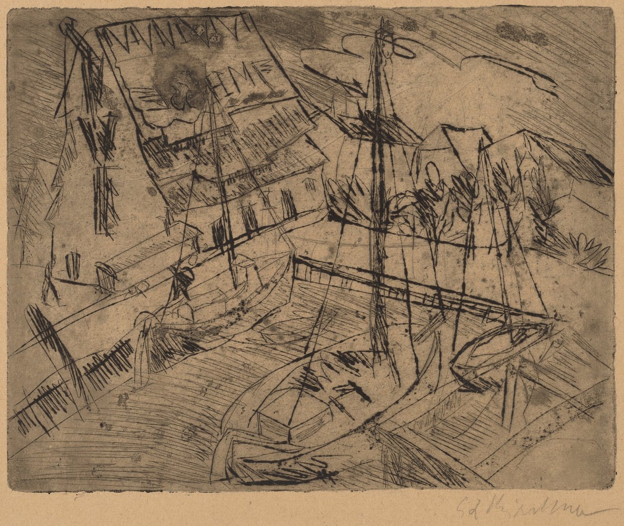 Harbour so Burgstacken, 1913. tekijältä Ernst Ludwig Kirchner