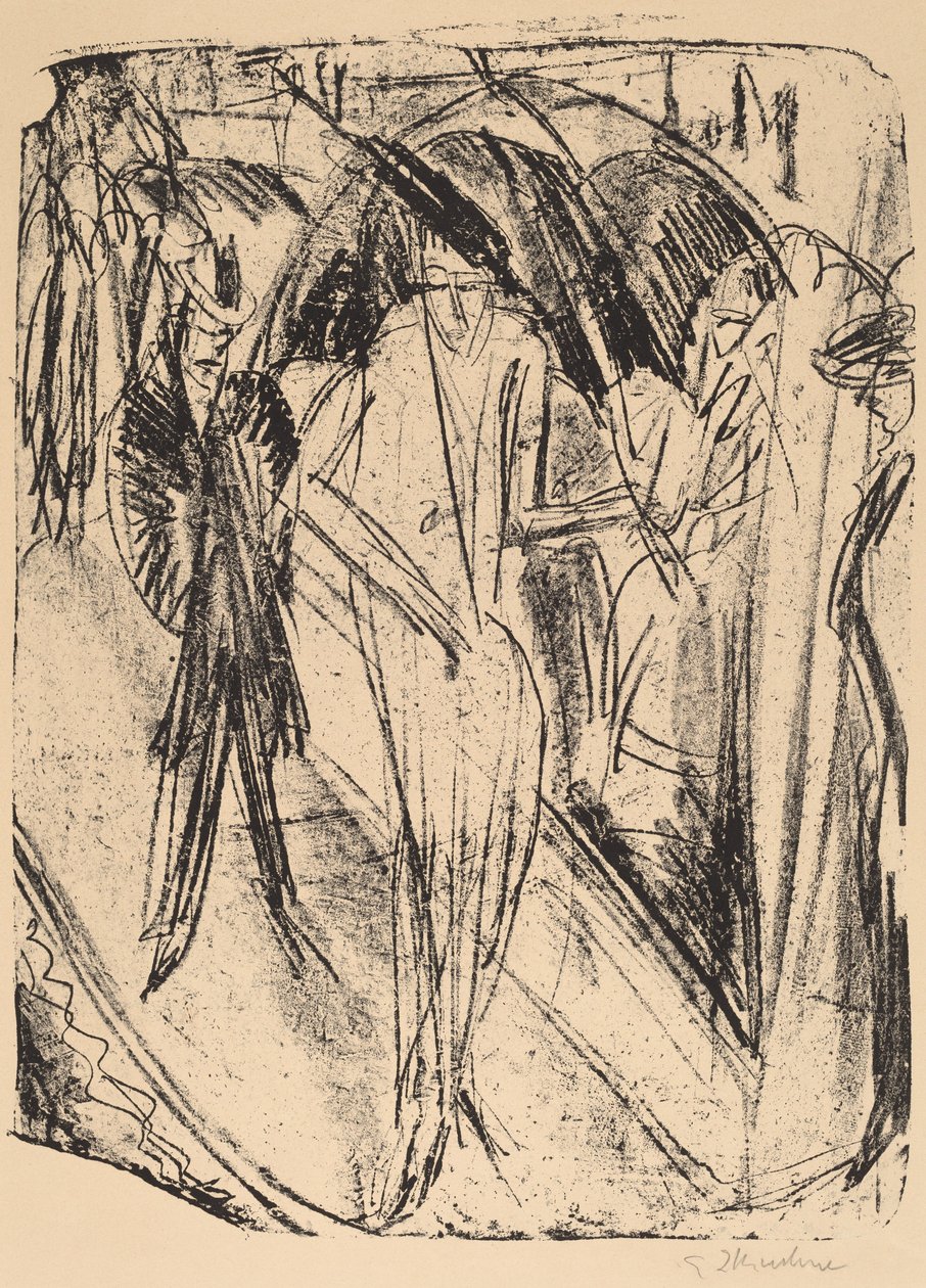 Lady in the Rain, 1914. tekijältä Ernst Ludwig Kirchner