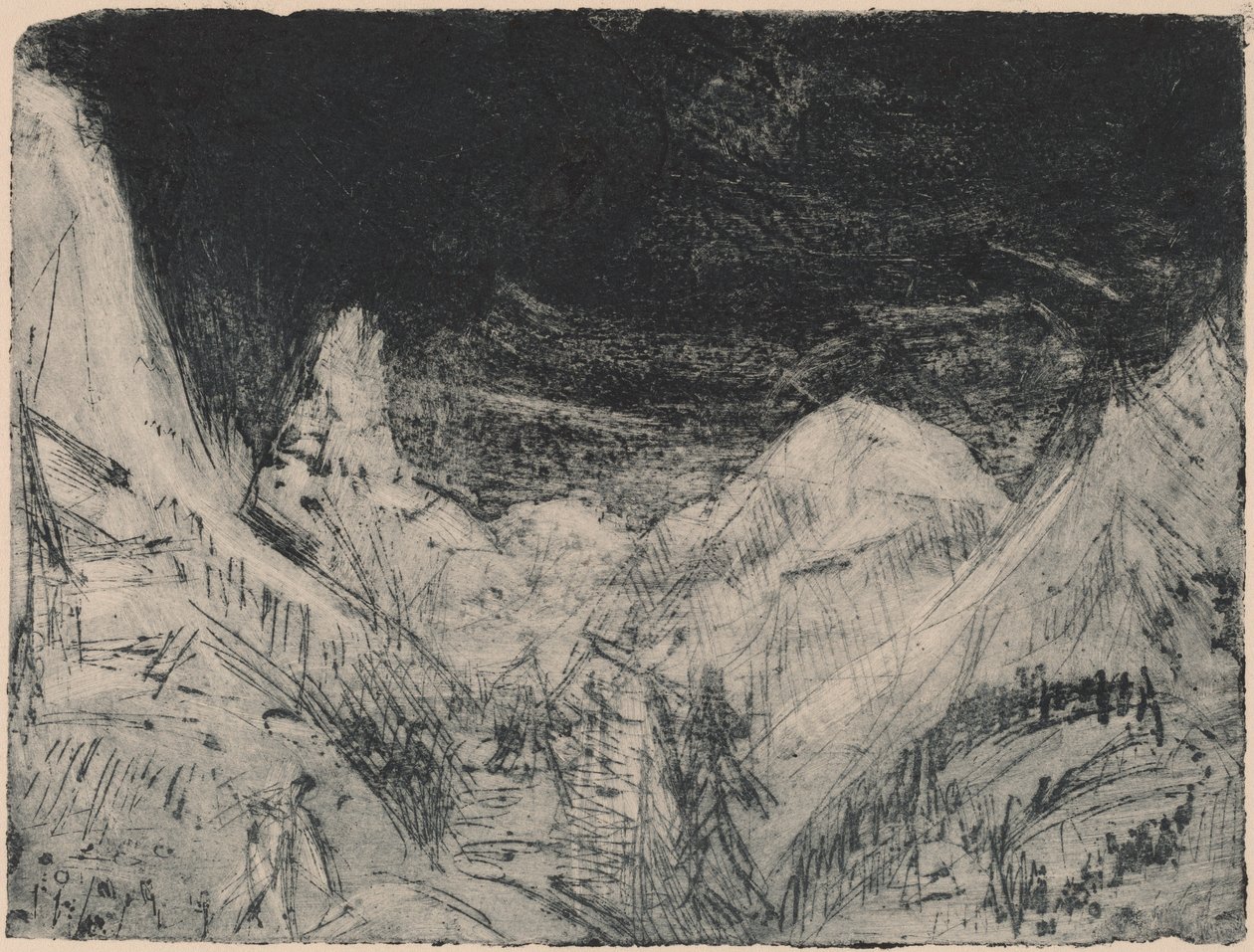 Vuoristomaisema pienten ruohonleikkureiden kanssa, 1919. tekijältä Ernst Ludwig Kirchner