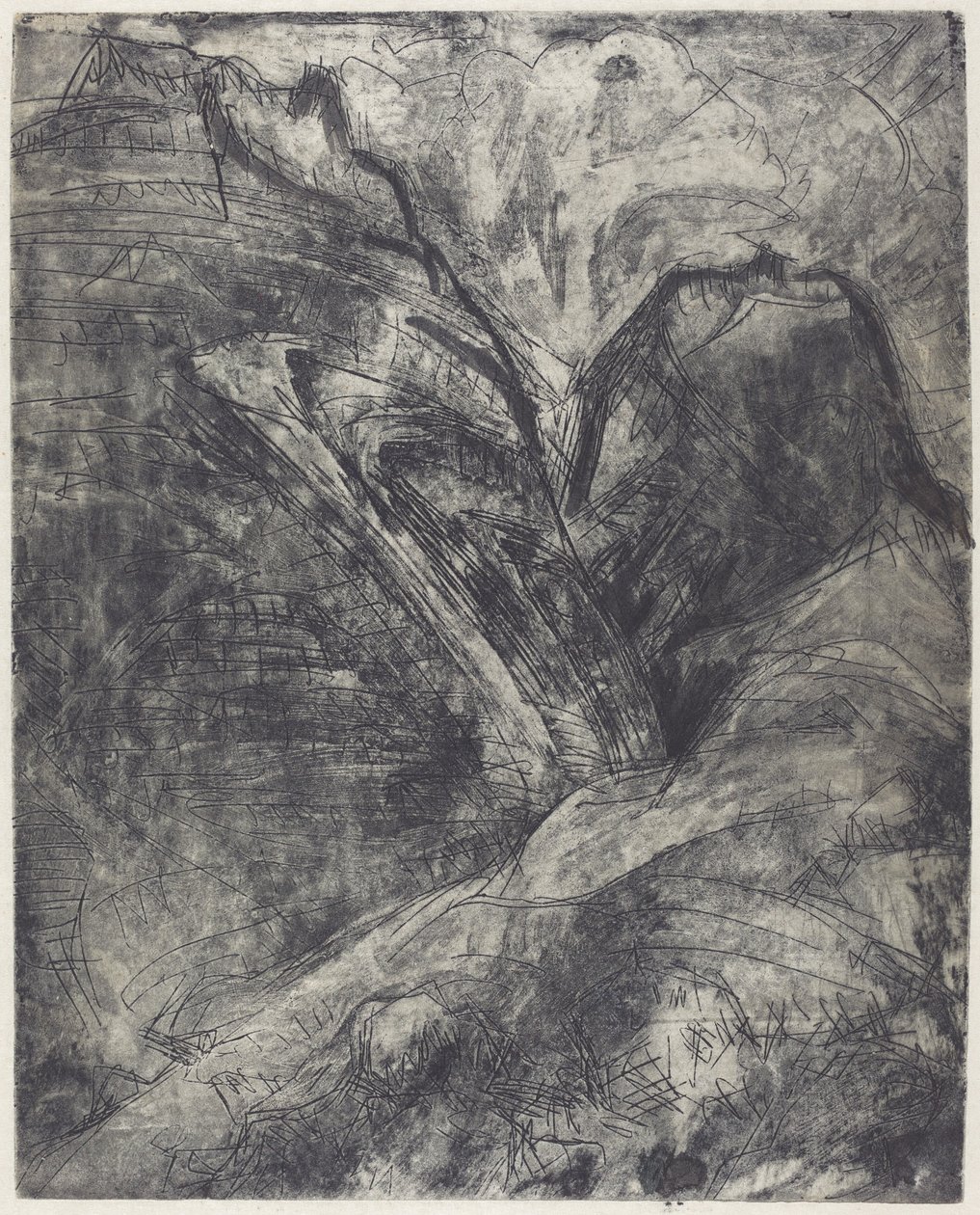 Bergen vuoret, 1920. tekijältä Ernst Ludwig Kirchner