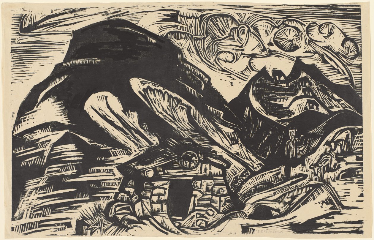 Vuoret vuoristomajalla, 1921. tekijältä Ernst Ludwig Kirchner