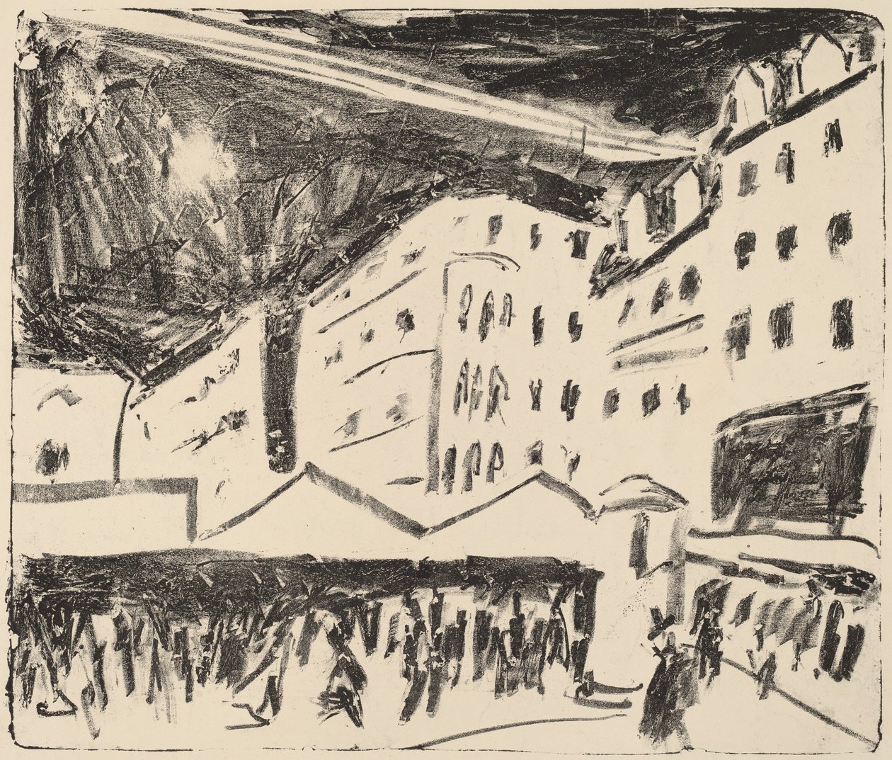 Dresdenin vanhat markkinat vuosittaisilla messuilla, 1910. tekijältä Ernst Ludwig Kirchner