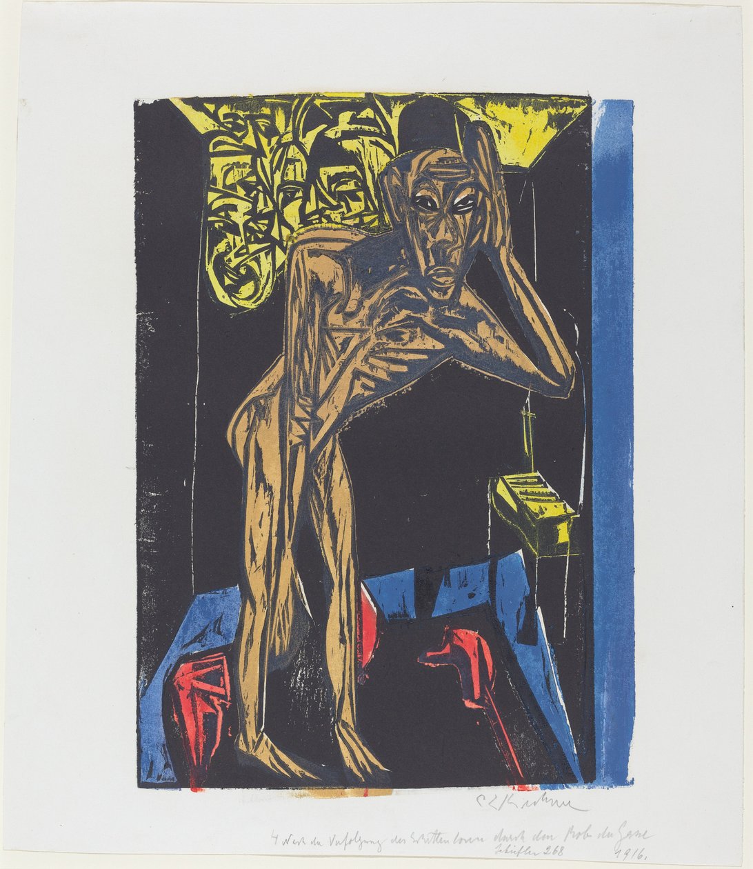 Peter Schlemihlin ihmeellinen tarina: Schlemihl huoneen yksinäisyydessä..., 1915. tekijältä Ernst Ludwig Kirchner